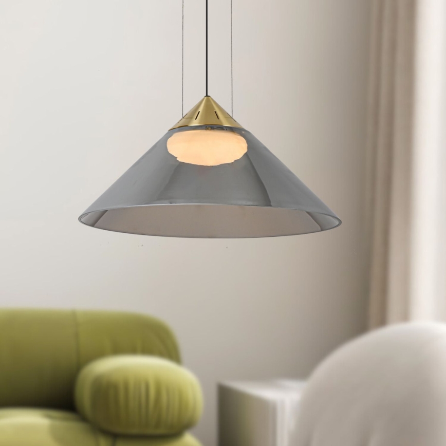 Lustr na lanku PRESTO 1xGX53/10W/230V pr. 42 cm zlatá/kouřová šedá