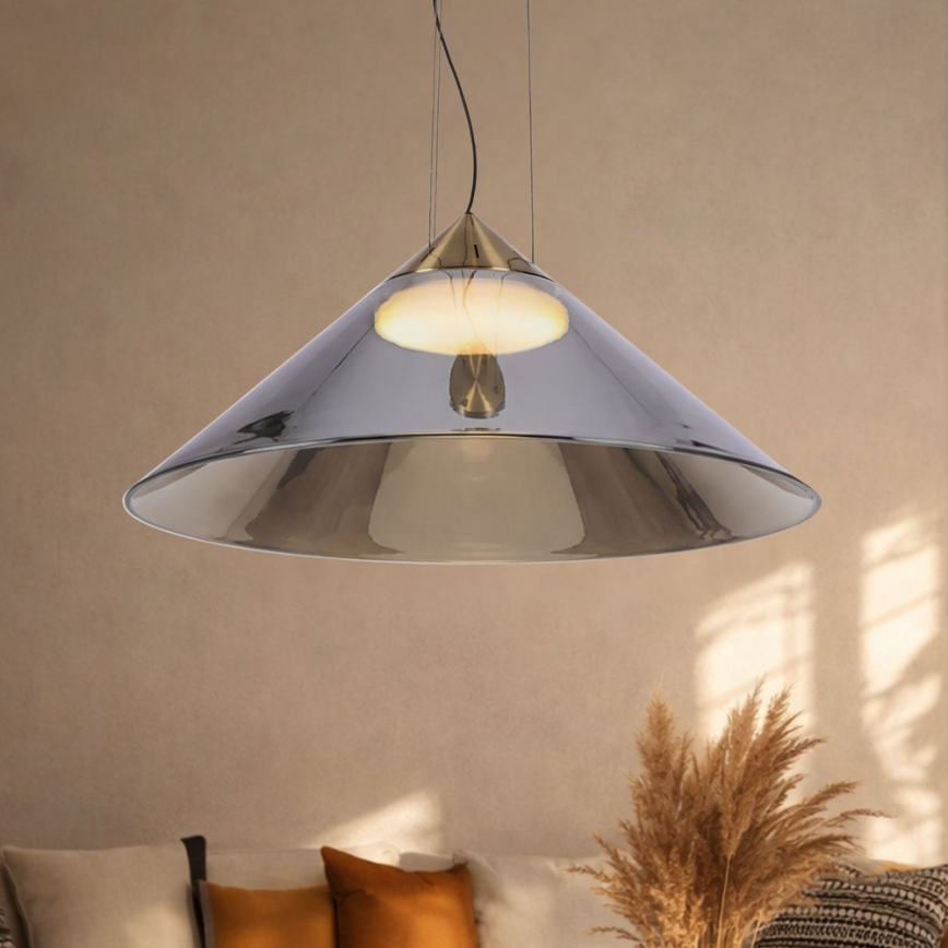 Lustr na lanku PRESTO 1xGX53/10W/230V pr. 50 cm zlatá/kouřová šedá