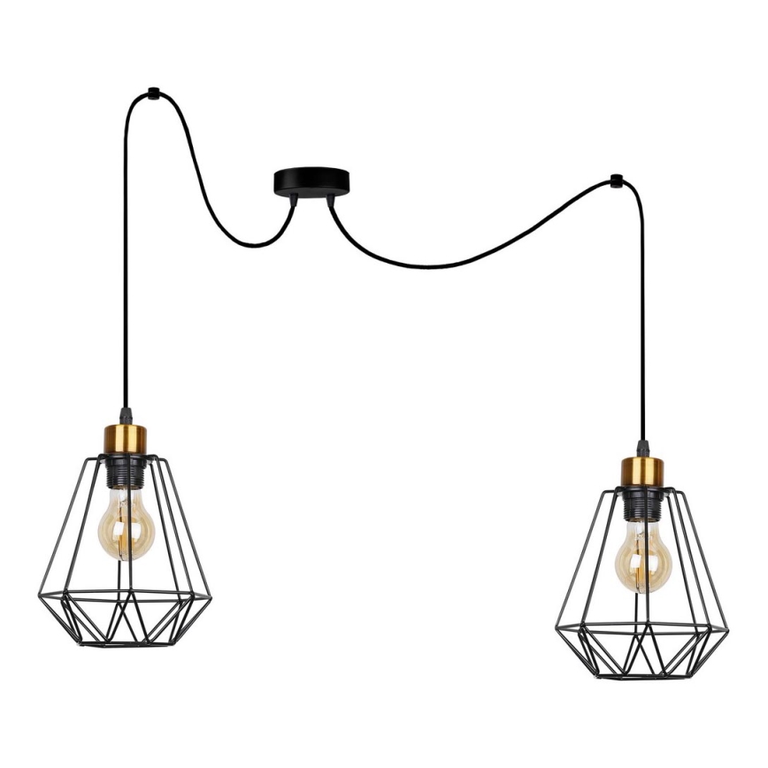 Lustr na lanku PRIMO 2xE27/60W/230V pavouk černá/zlatá