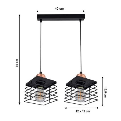Lustr na lanku QUATRI 2xE27/60W/230V