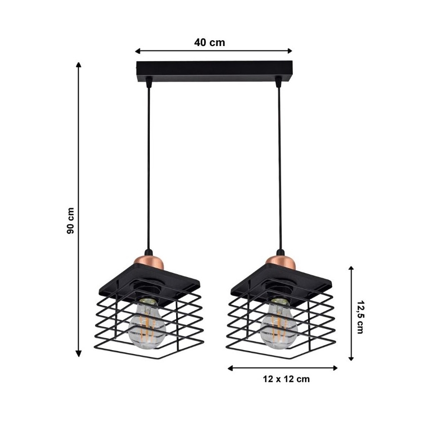 Lustr na lanku QUATRI 2xE27/60W/230V