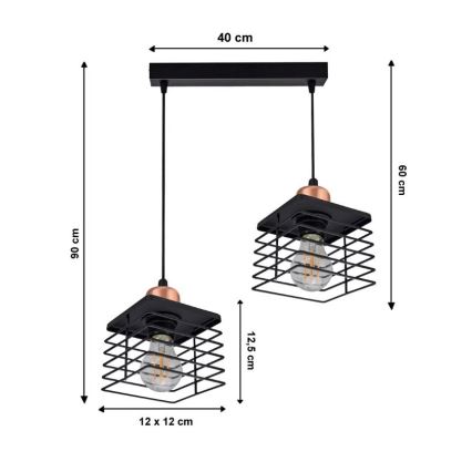 Lustr na lanku QUATRI 2xE27/60W/230V