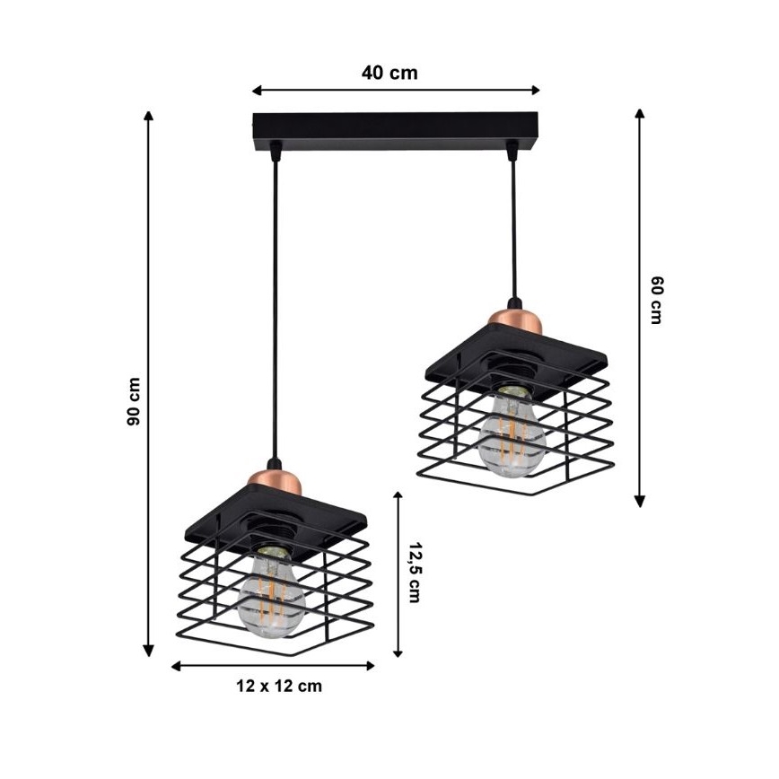 Lustr na lanku QUATRI 2xE27/60W/230V