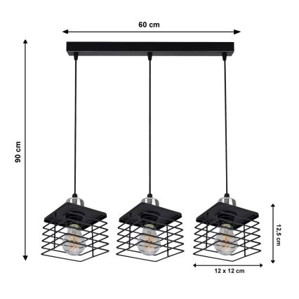 Lustr na lanku QUATRO 3xE27/60W/230V