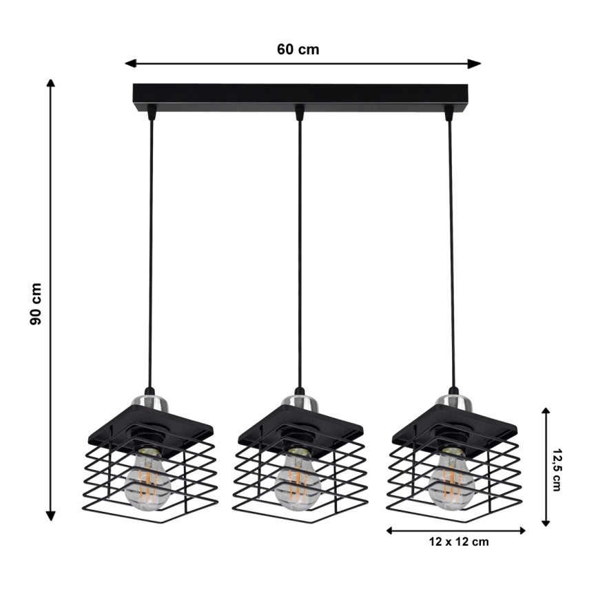 Lustr na lanku QUATRO 3xE27/60W/230V