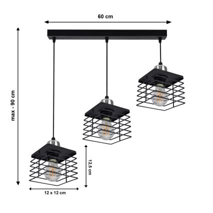 Lustr na lanku QUATRO 3xE27/60W/230V