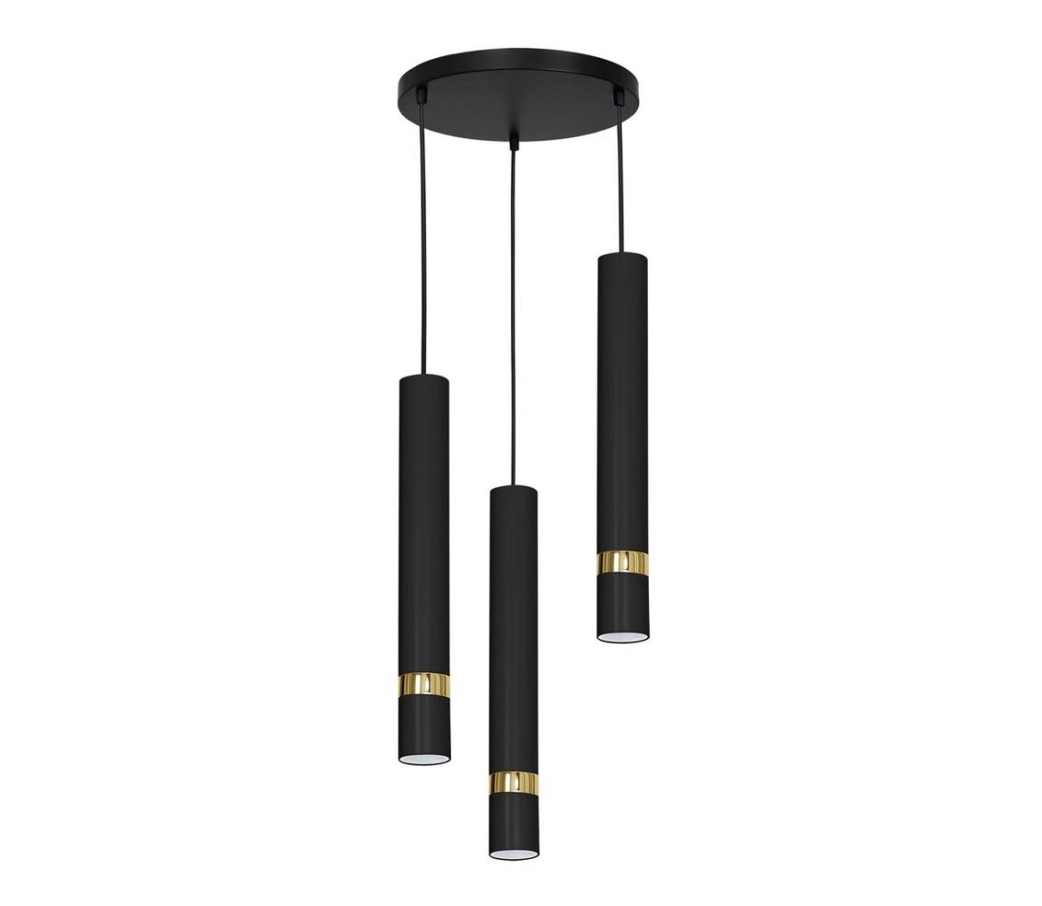 Luminex Lustr na lanku RENO 3xE27/60W/230V černá/zlatá LU5171