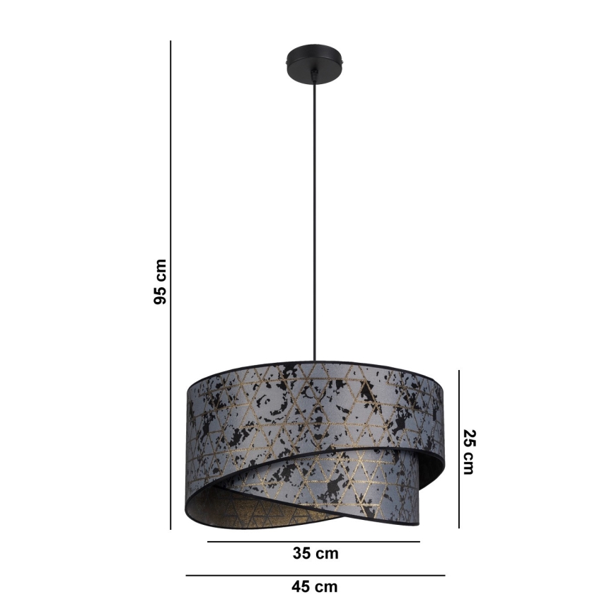 Lustr na lanku REZO 1xE27/60W/230V šedá