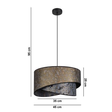 Lustr na lanku REZO 1xE27/60W/230V šedá/zlatá