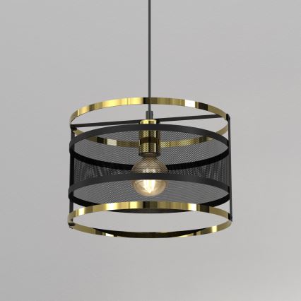 Lustr na lanku RIM 1xE27/60W/230V černá/zlatá