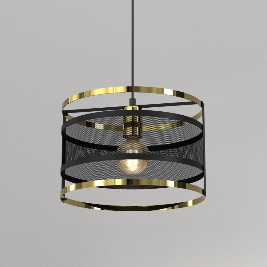 Lustr na lanku RIM 1xE27/60W/230V černá/zlatá
