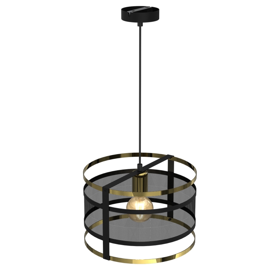 Lustr na lanku RIM 1xE27/60W/230V černá/zlatá