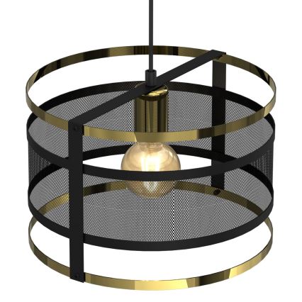Lustr na lanku RIM 1xE27/60W/230V černá/zlatá