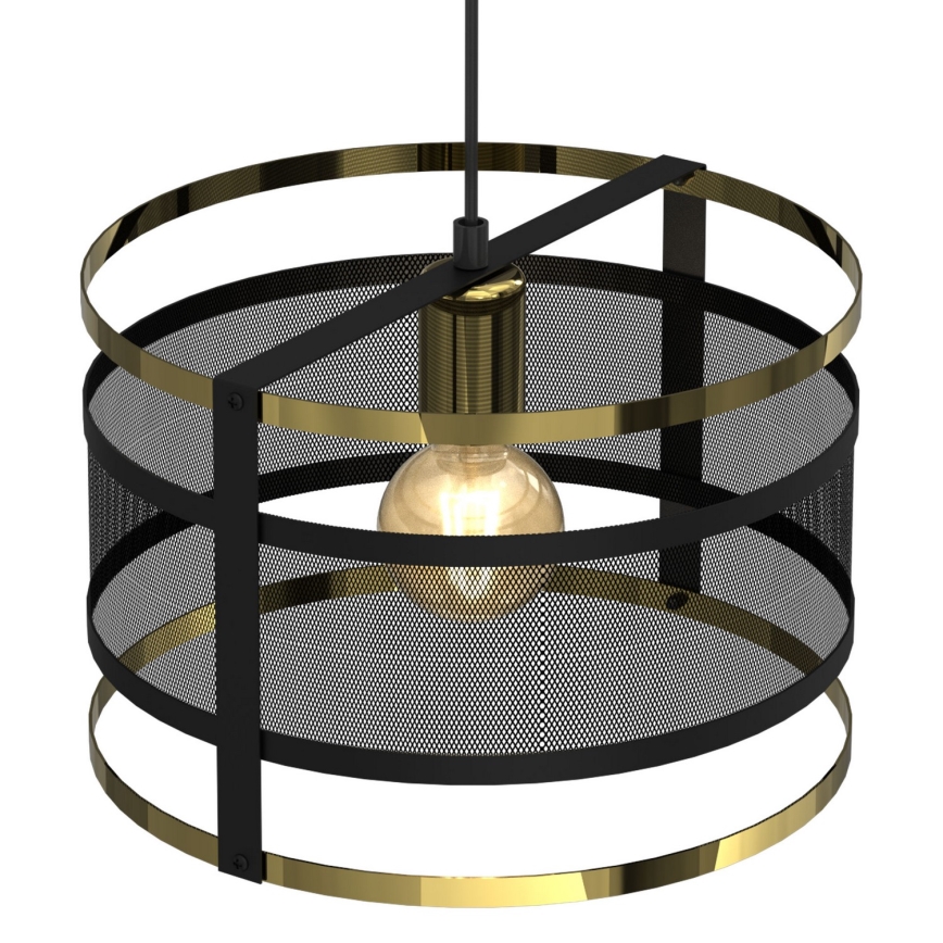 Lustr na lanku RIM 1xE27/60W/230V černá/zlatá
