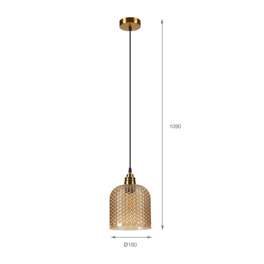 Lustr na lanku ROCCO 1xE27/15W/230V zlatá/kouřová béžová