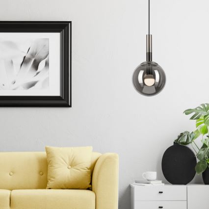 Lustr na lanku ROLLO 1xE14/5W/230V matný chrom/kouřová