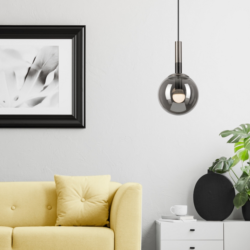 Lustr na lanku ROLLO 1xE14/5W/230V matný chrom/kouřová