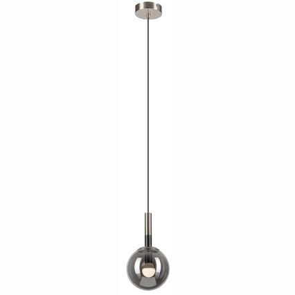 Lustr na lanku ROLLO 1xE14/5W/230V matný chrom/kouřová