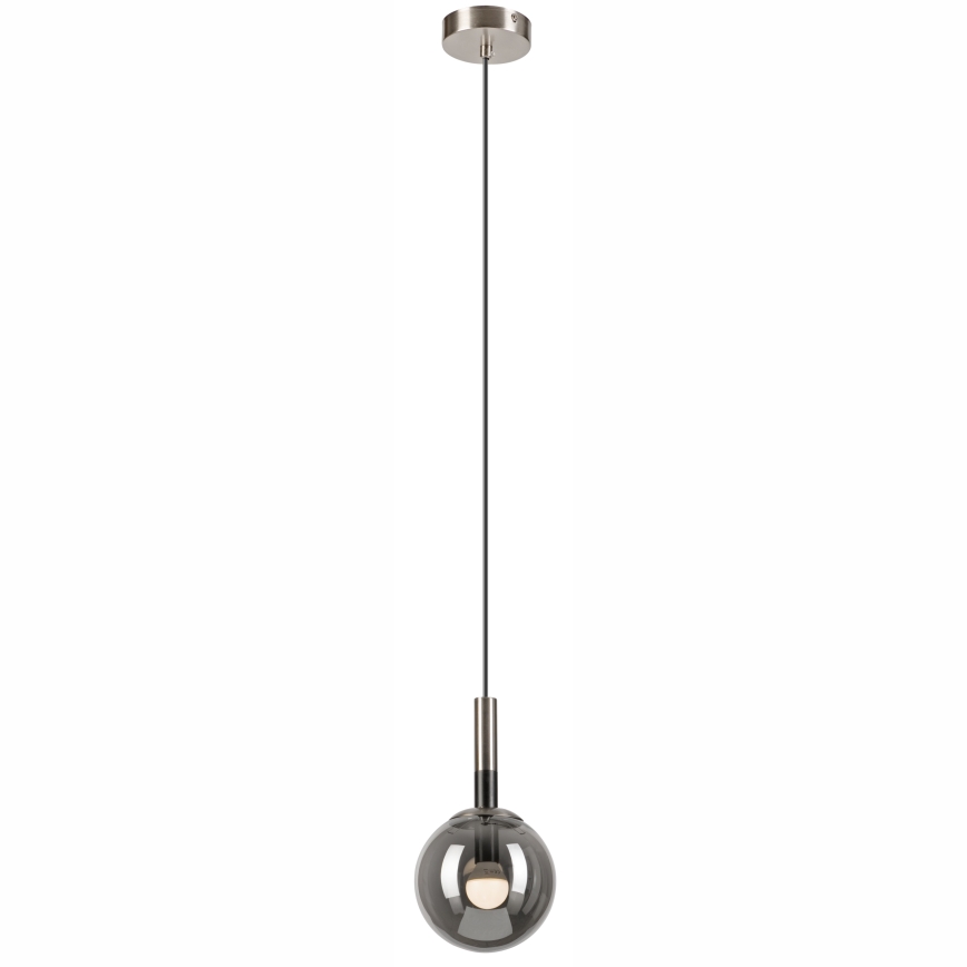 Lustr na lanku ROLLO 1xE14/5W/230V matný chrom/kouřová