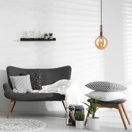 Lustr na lanku ROLLO 1xG9/5W/230V zlatá/kouřová béžová