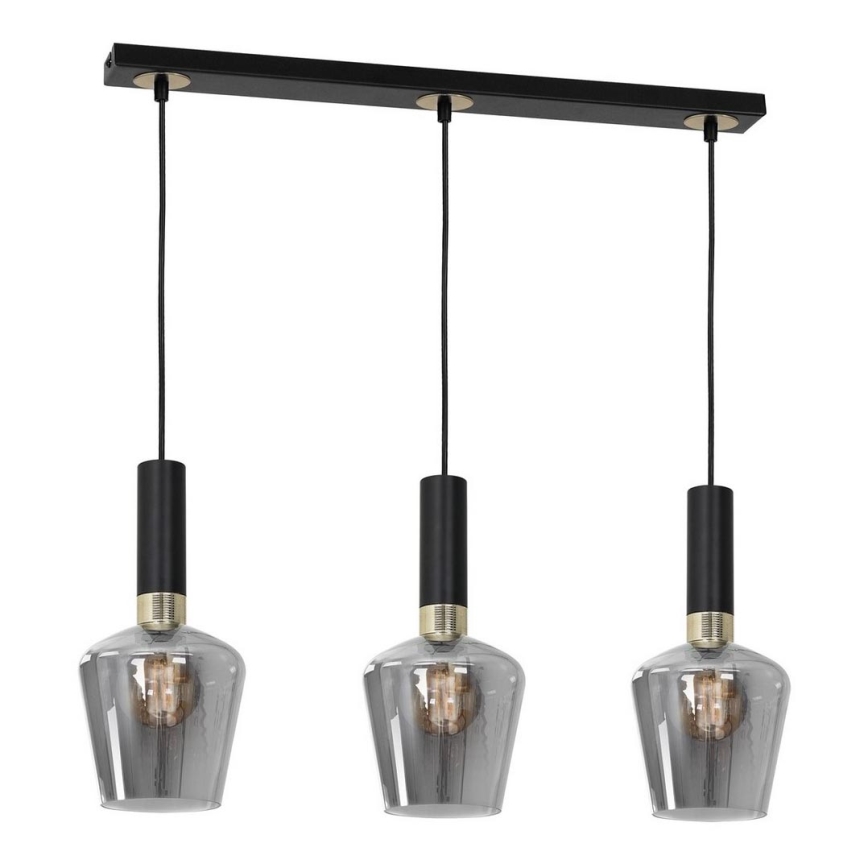 Lustr na lanku ROMA BLACK 3xE27/60W/230V