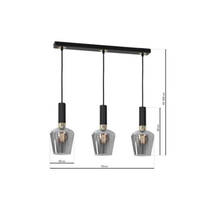 Lustr na lanku ROMA BLACK 3xE27/60W/230V