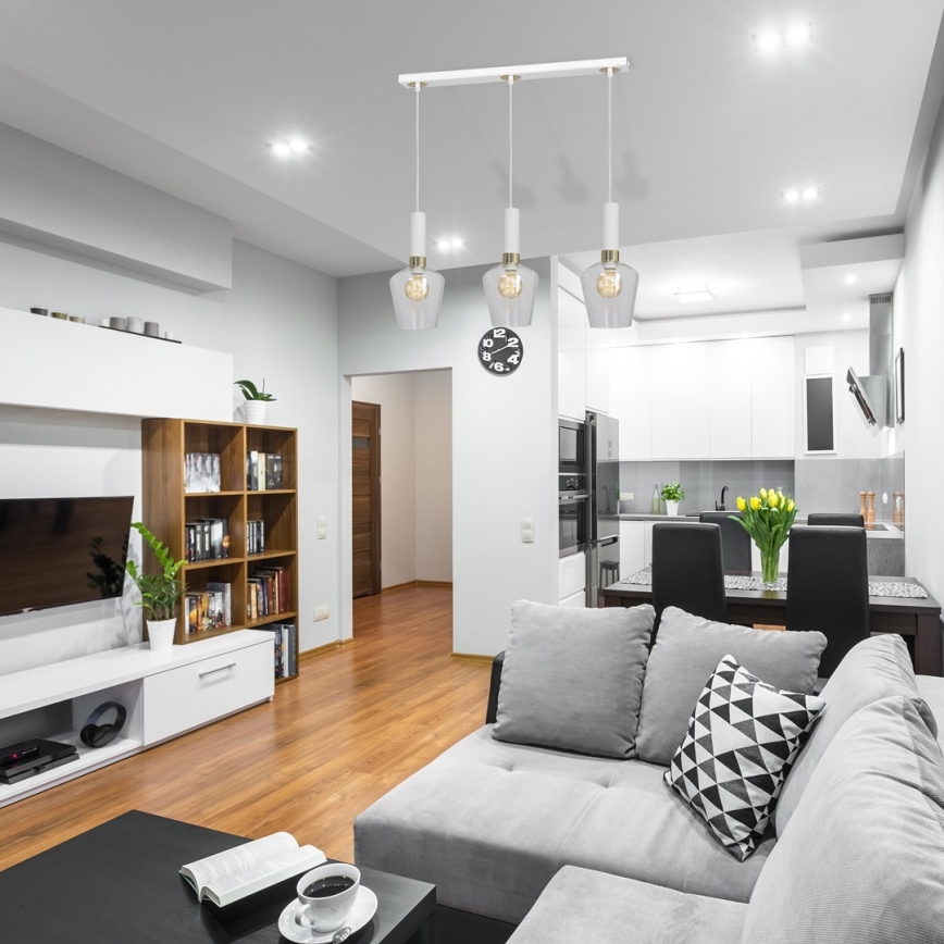 Lustr na lanku ROMA WHITE 3xE27/60W/230V