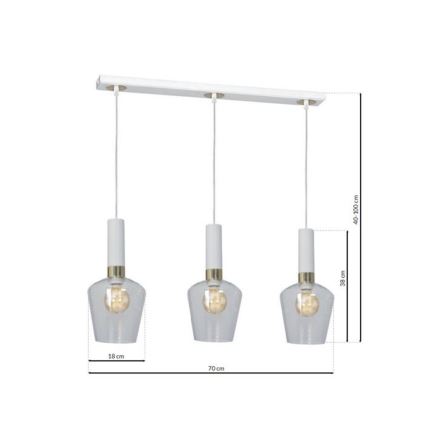 Lustr na lanku ROMA WHITE 3xE27/60W/230V