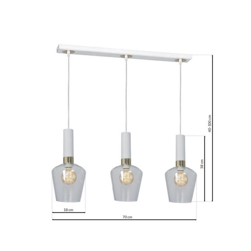 Lustr na lanku ROMA WHITE 3xE27/60W/230V
