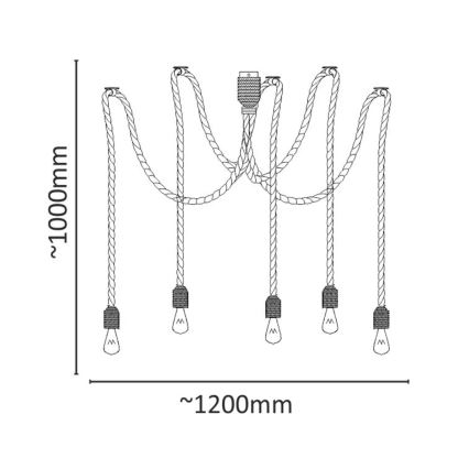 Lustr na lanku ROPE CASA 5xE27/12W/230V pavouk