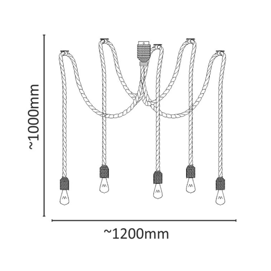 Lustr na lanku ROPE CASA 5xE27/12W/230V pavouk