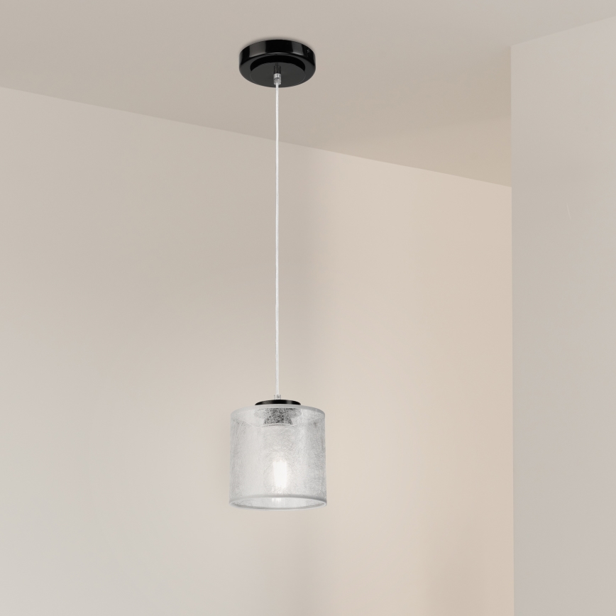 Lustr na lanku ROSA 1xE27/60W/230V černá/šedá