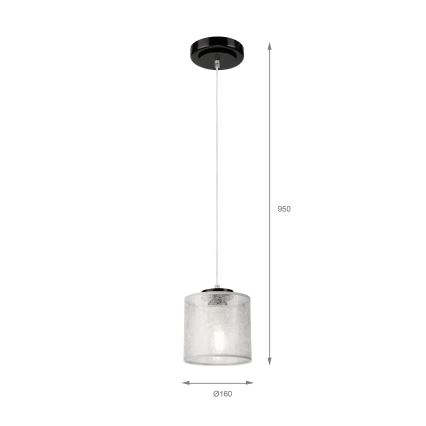 Lustr na lanku ROSA 1xE27/60W/230V černá/šedá