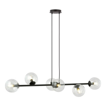 Lustr na lanku ROSSI 6xE14/10W/230V černá/čirá