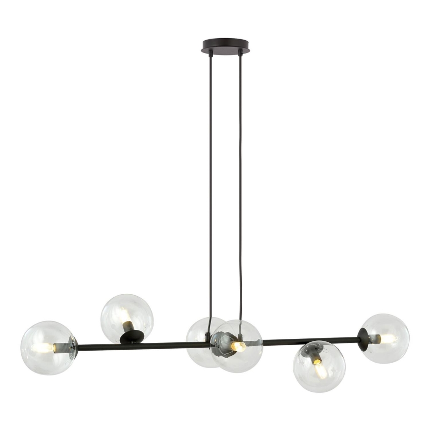 Lustr na lanku ROSSI 6xE14/10W/230V černá/čirá