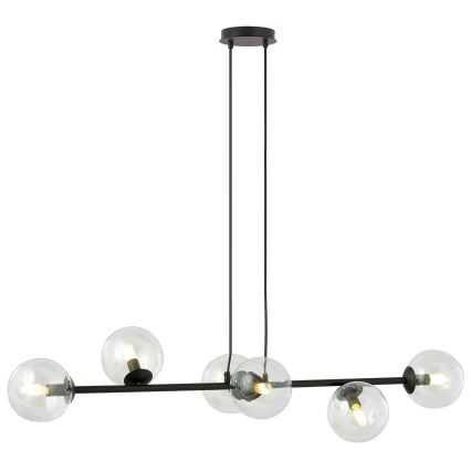 Lustr na lanku ROSSI 6xE14/10W/230V černá/čirá