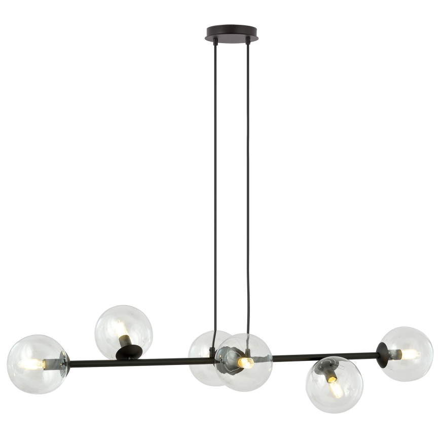 Lustr na lanku ROSSI 6xE14/10W/230V černá/čirá