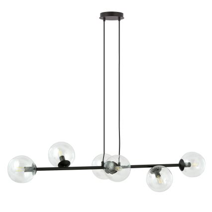 Lustr na lanku ROSSI 6xE14/10W/230V černá/čirá