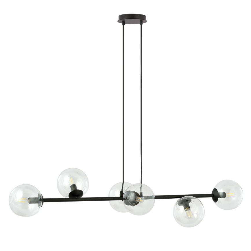 Lustr na lanku ROSSI 6xE14/10W/230V černá/čirá