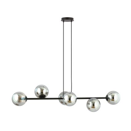 Lustr na lanku ROSSI 6xE14/10W/230V černá/šedá