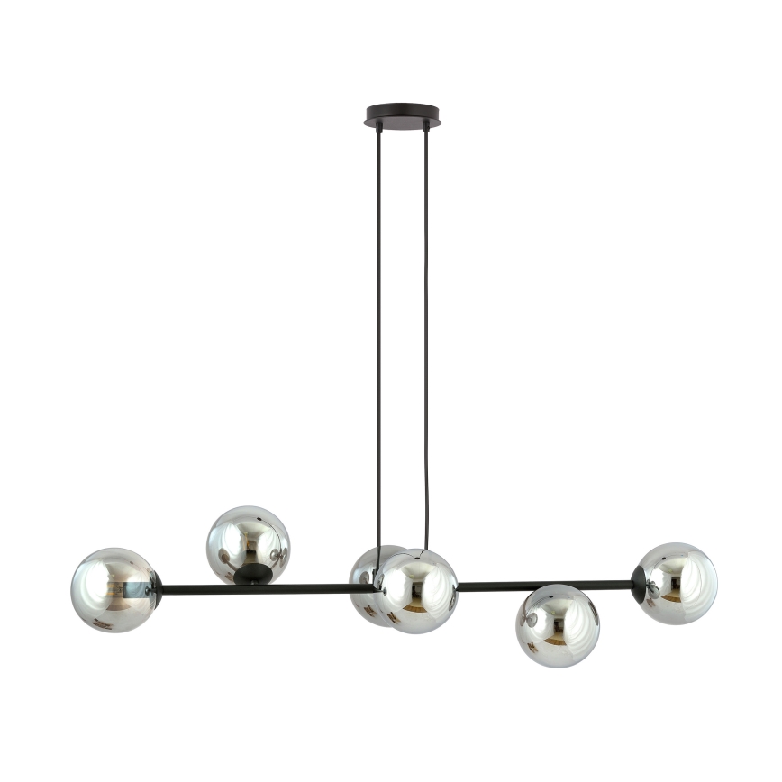 Lustr na lanku ROSSI 6xE14/10W/230V černá/šedá
