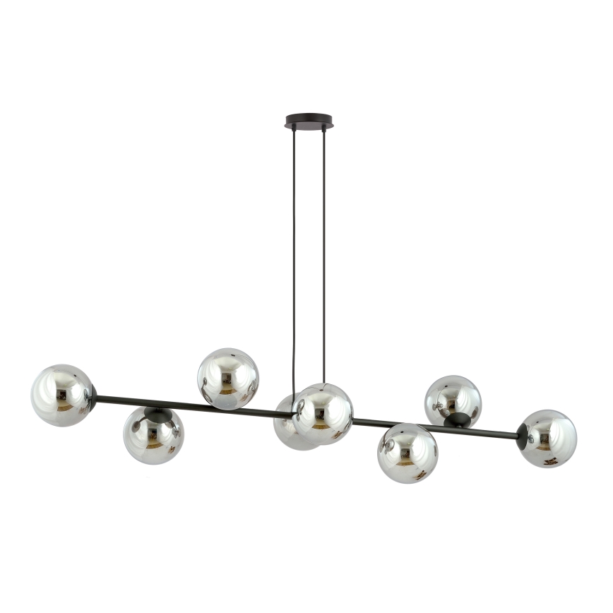 Lustr na lanku ROSSI 8xE14/10W/230V černá/šedá