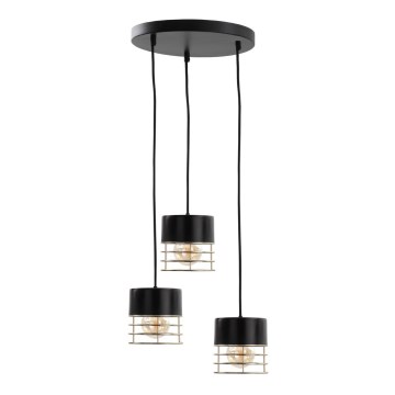 Lustr na lanku ROY 3xE27/60W/230V černá