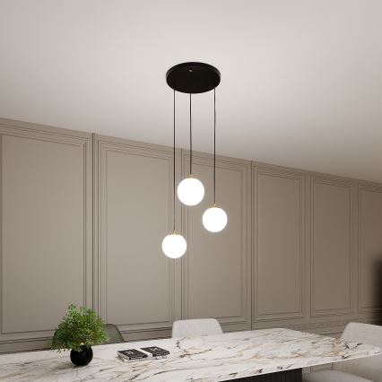 Lustr na lanku ROYAL 3xE14/10W/230V pr. 30 cm černá