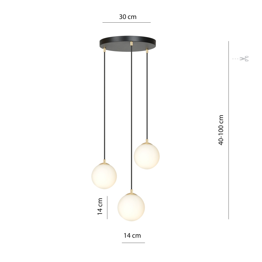 Lustr na lanku ROYAL 3xE14/10W/230V pr. 30 cm černá