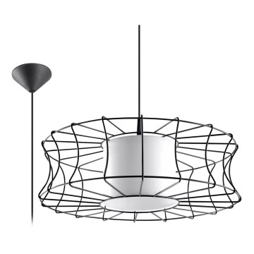 Lustr na lanku SALERNO 1xE27/60W/230V černá/bílá