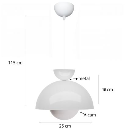 Lustr na lanku SALVA 1xE27/15W/230V bílá