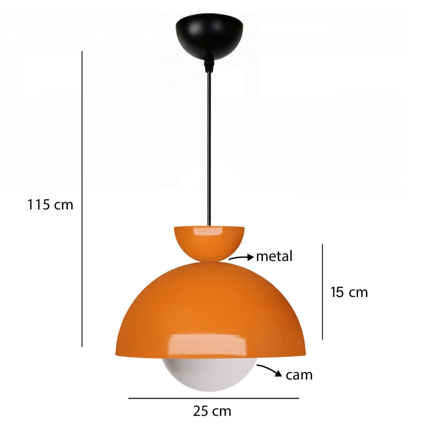 Lustr na lanku SALVA 1xE27/15W/230V oranžová