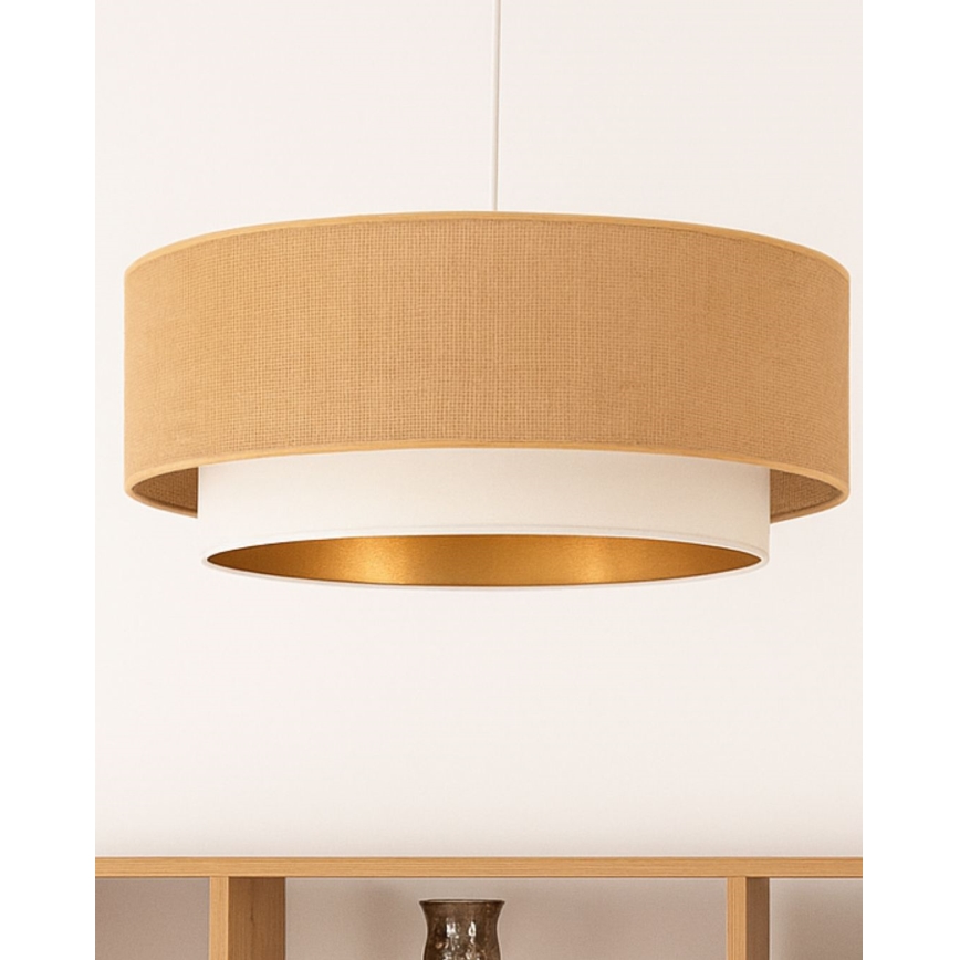 Lustr na lanku SARTA 1xE27/60W/230V pr. 45 cm bílá/juta