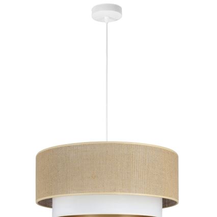Lustr na lanku SARTA 1xE27/60W/230V pr. 45 cm bílá/juta